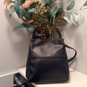 Matt & Nat Black Vegan Leather Satchel with Top Handles and Crossbody Strap